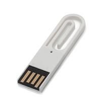 MN016 флешка пластиковая в форме скрепки белая 16GB