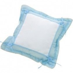 Подушка светло-синяя с квадратным материалом под нанесение на пуговицах