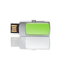 MN003 флешка металлическая с пластиковой вставкой зеленая 64GB