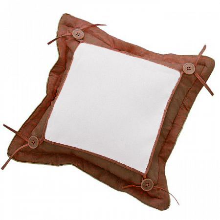 Подушка коричневая с квадратным материалом под нанесение на пуговицах